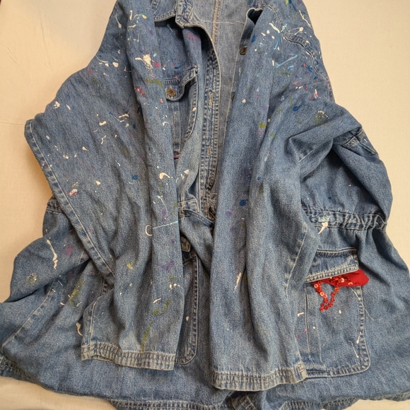Cherry Coke Repurposed Blue Jean Denim Jacket XXL - Picture 5 of 8